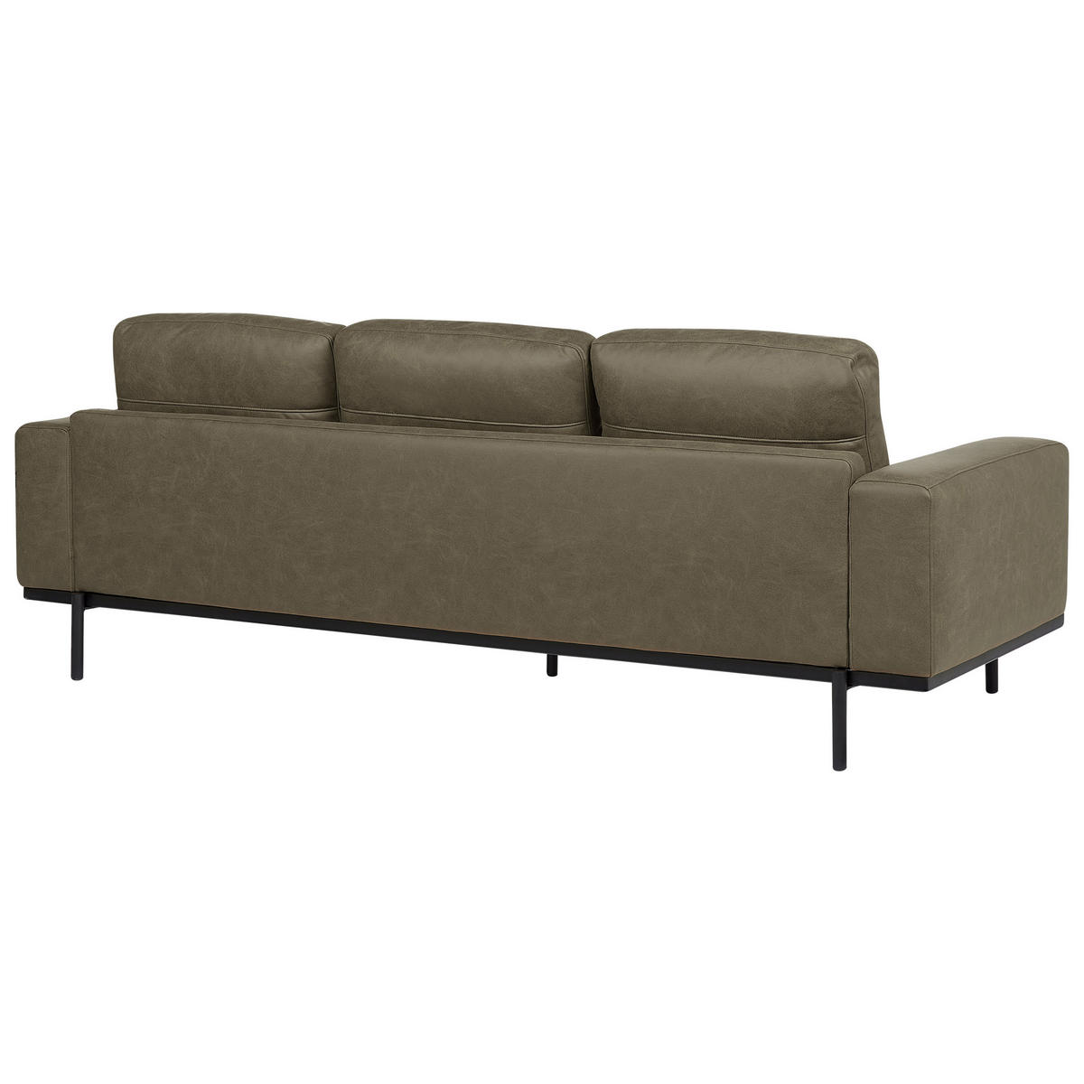 3-SITZER-SOFA Stoff grün Lederoptik Sovik - Grün, Textil (215/72/87cm) - Beliani