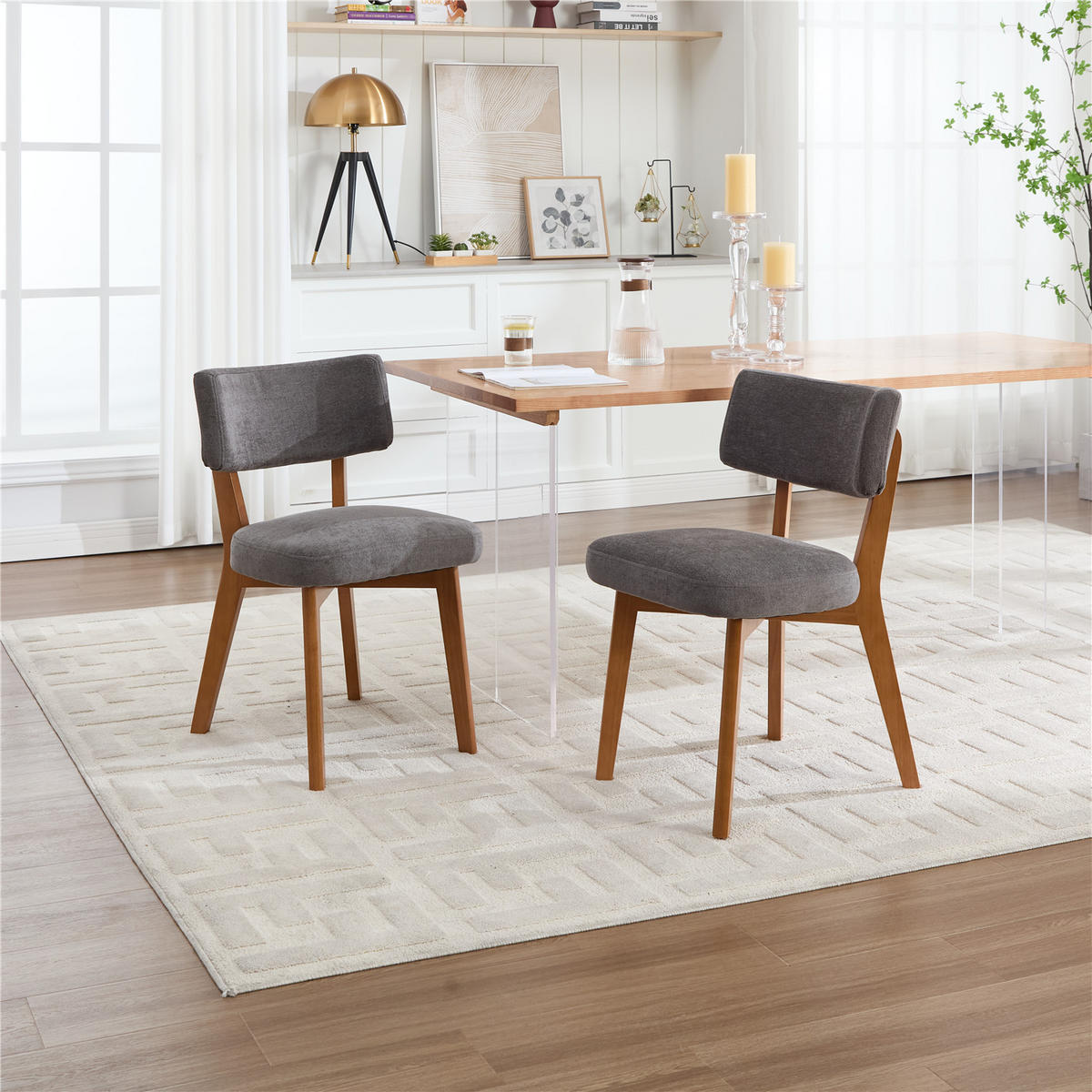 ESSZIMMERSTUHL 2er Set Stoffstuhl mit Holzgestell grau - Grau, Holz (47/77/54.5cm) - Kaket