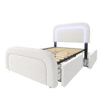POLSTERBETT 90×200 cm aus Sherpa-Stoff mit LED-Beleuchtung, USB-C-Anschluss und Matratze, weiß - Weiß, Textil (90/200cm)