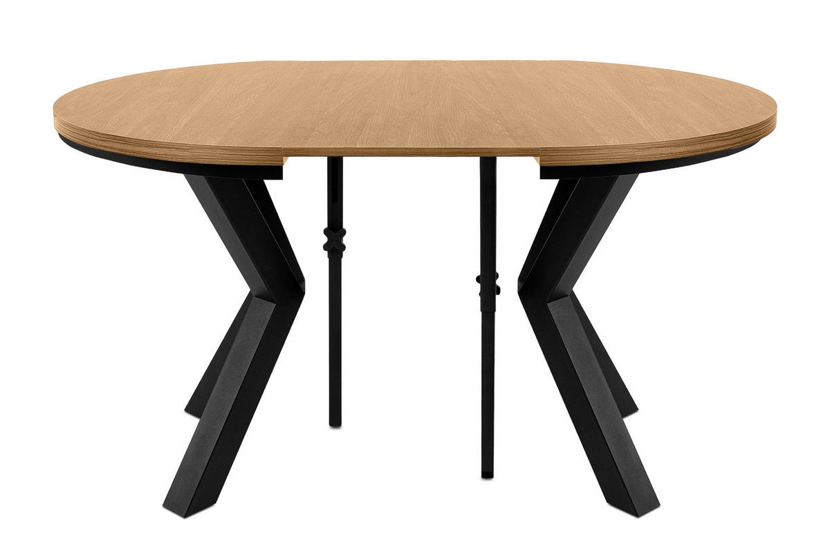 ESSTISCH ROSTEL Ausziehbar 100-140cm Rund, goldene eiche/schwarz - Eichefarben/Schwarz, Holz (100/140/75cm) - KONSIMO®