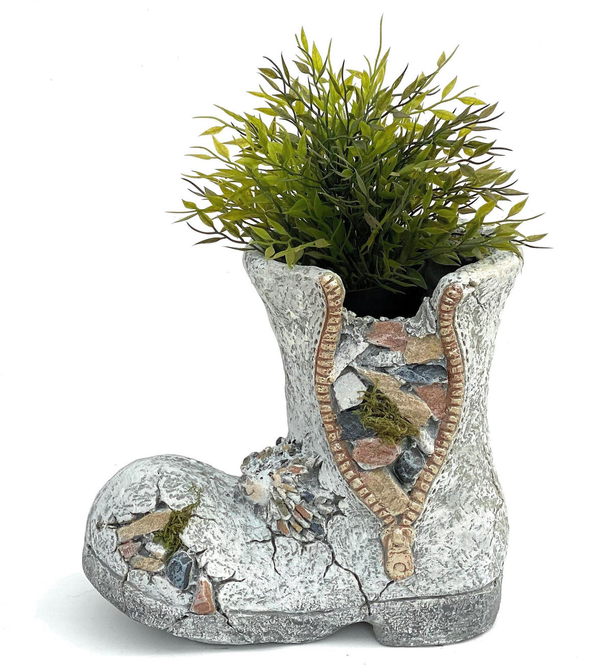 PFLANZTOPF Stiefel aus Magnesia wetterfest 32 cm - Grau, Naturmaterialien (32/28.5/19cm)