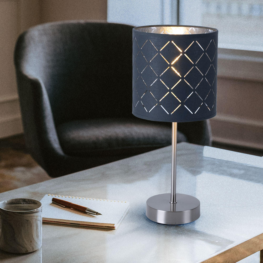 TISCHLEUCHTE KIDAL Textil Grau - Grau, Metall (15/15/35cm) - Globo Lighting