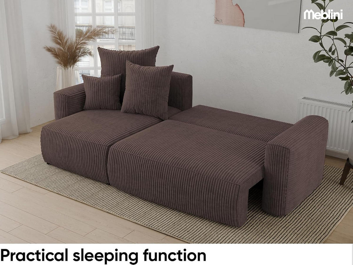 ECKSOFA DAVE L - Dunkelbraun/Schwarz, Holzwerkstoff (238/87cm) - Meblini