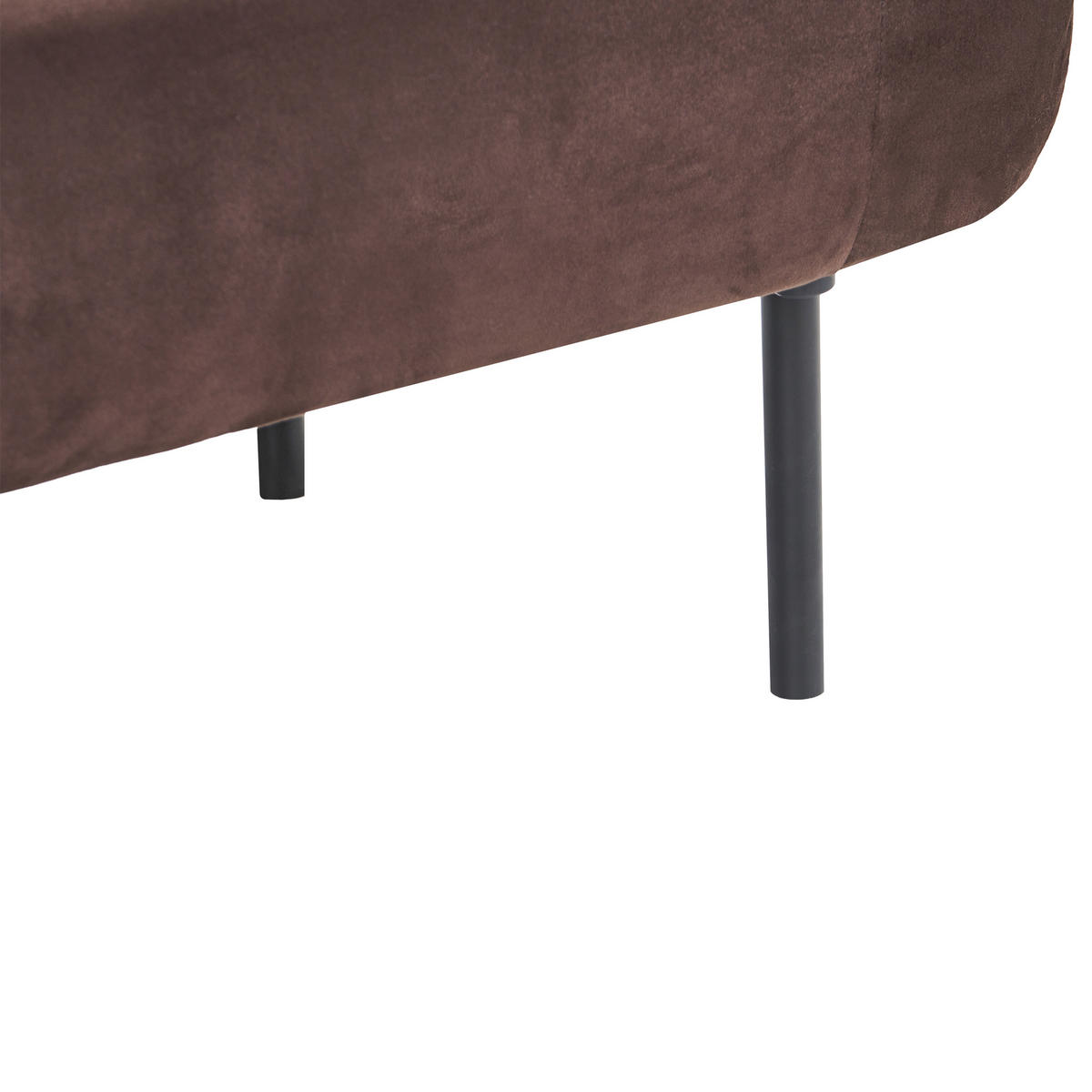 ČALOUNĚNÉ LEHÁTKO CHAISE LONGUE PRAVOSTRANNÉ Sametová látka Tmavě hnědé Mirmande - černá/hnědá, textil (153/65/70cm) - Beliani