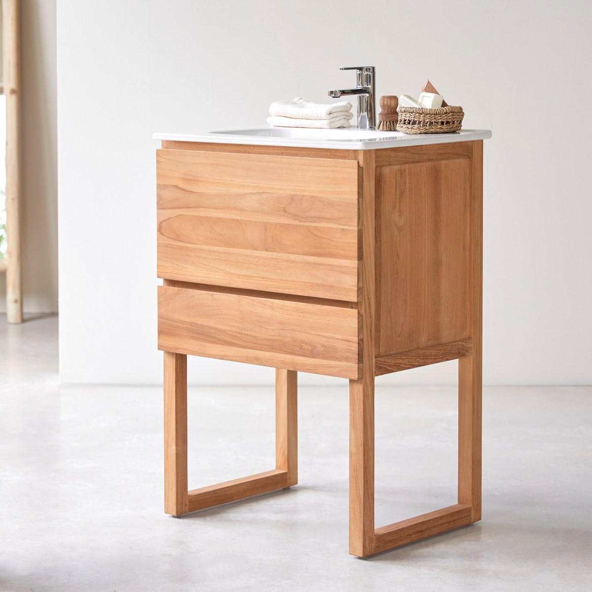 BADEZIMMERMÖBEL Edgar Natur aus Teak - Naturfarben, Holz (60/88/45cm) - Tikamoon