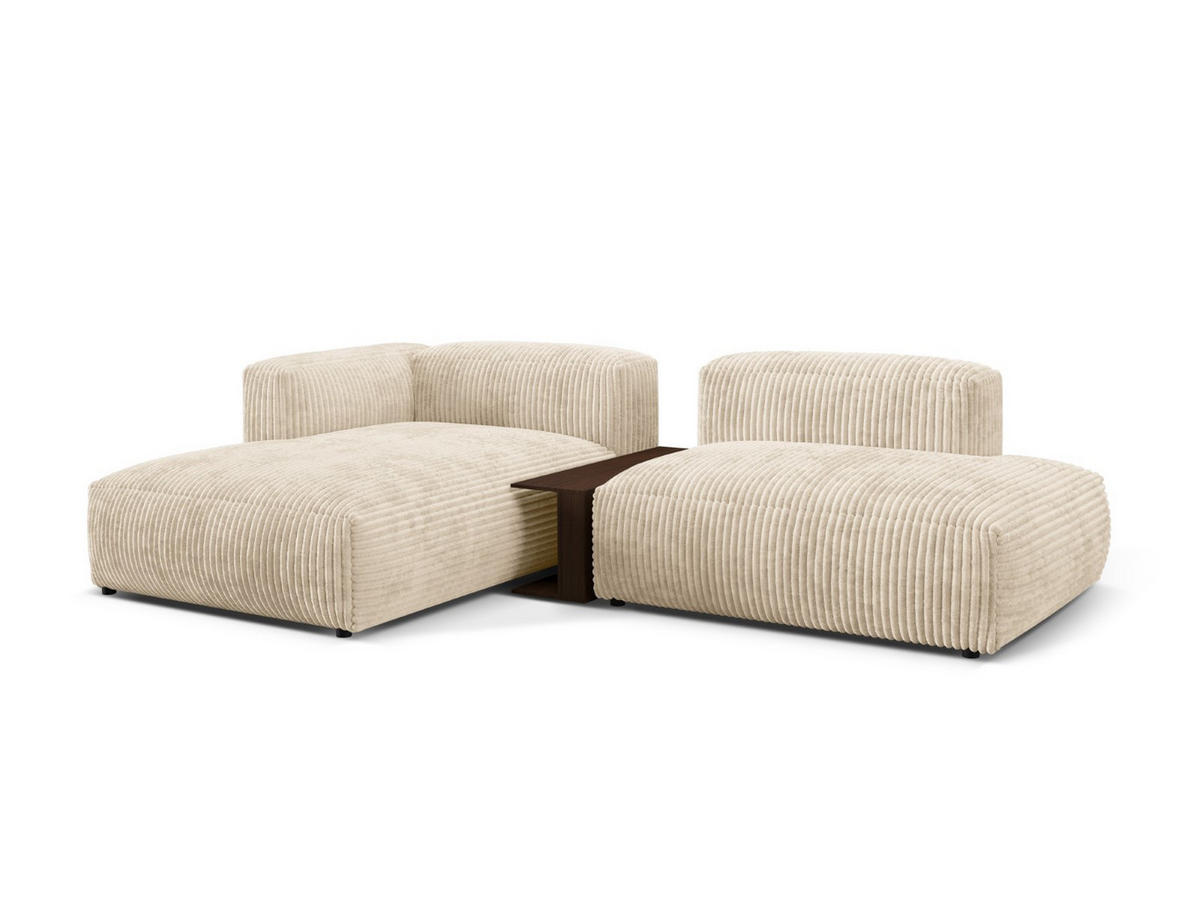 ECKSOFA modular links Martina aus Cord leichtes beige 2 Sitzplätze - Creme, Textil (176/285cm) - Micadoni