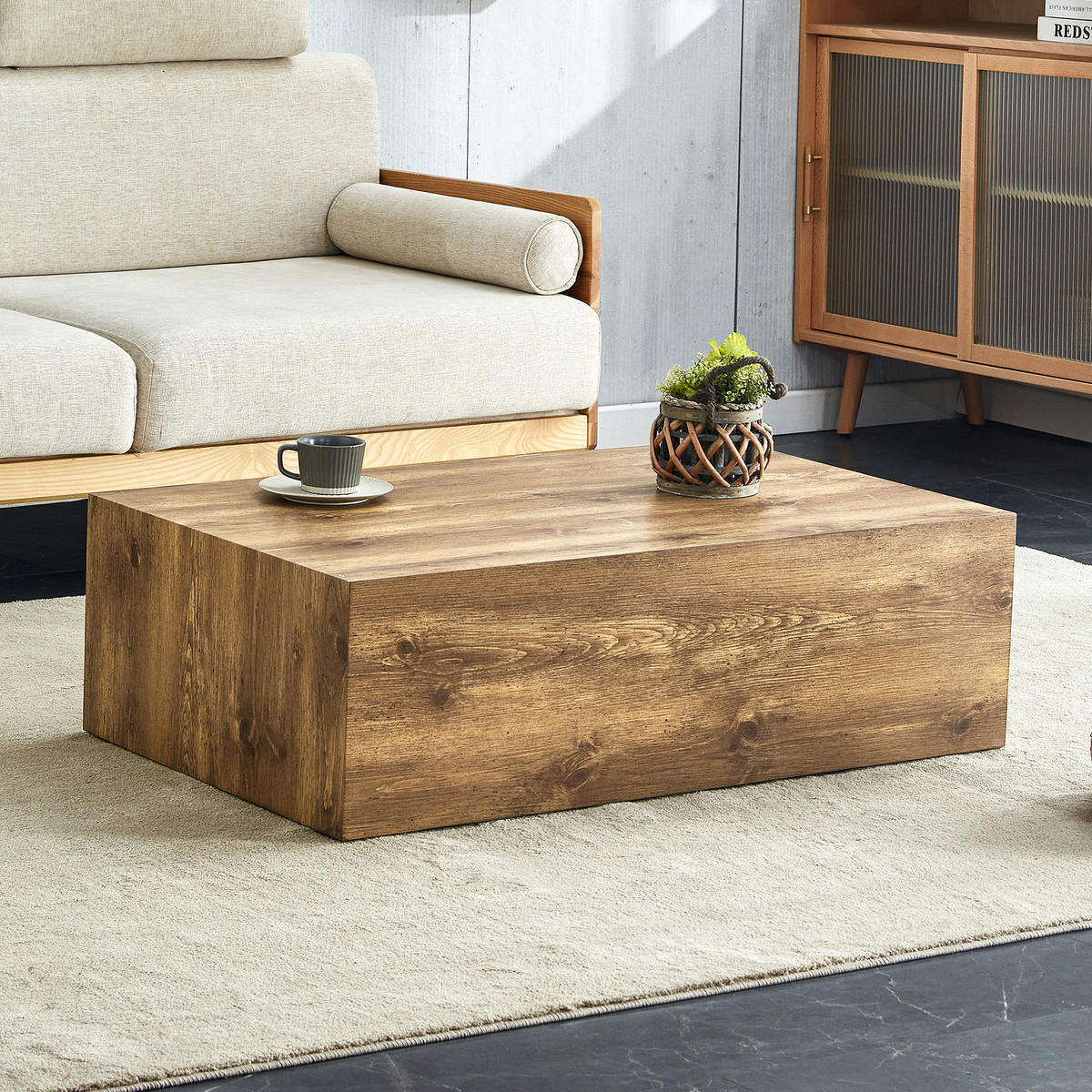 COUCHTISCH aus MDF 90x50x30 cm in Naturfarben mit rutschfesten Füßen - Naturfarben, Holzwerkstoff (90/50/30cm) - Modfu