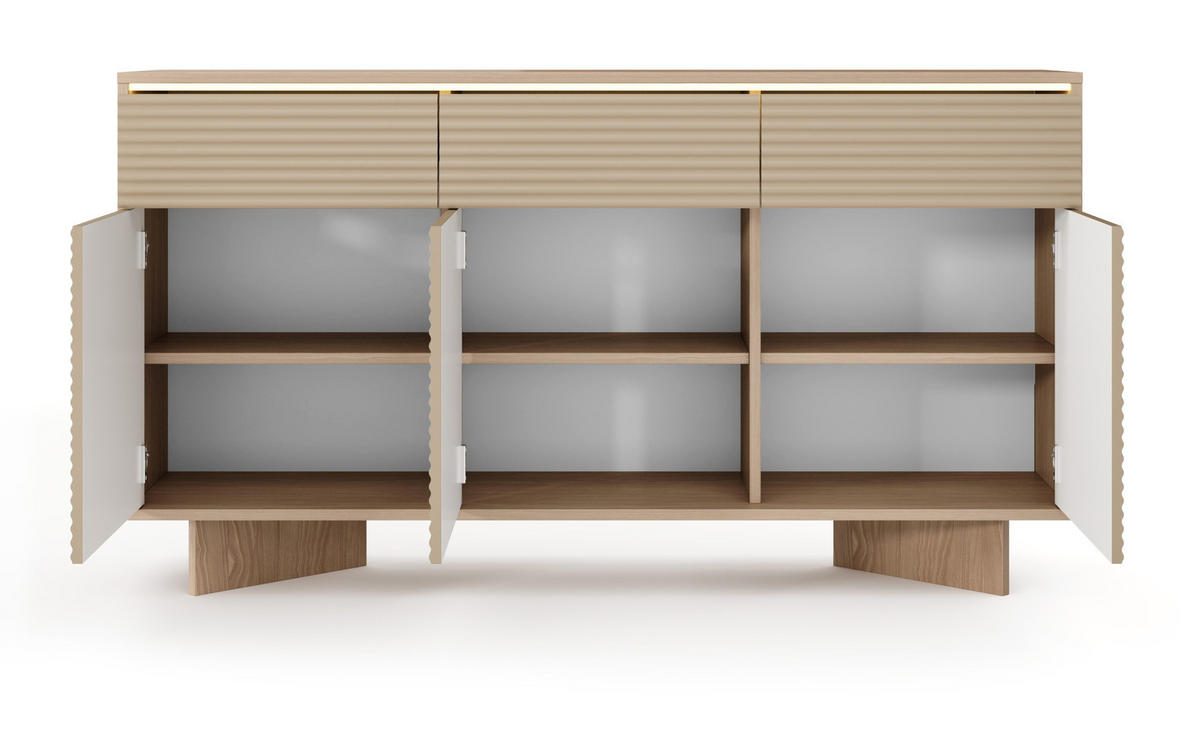 SIDEBOARD mit Schubladen Spirit 154 cm, 3 Türen, Cappuccino - Eichefarben/Cappuccino, Holz (154/84/40cm) - Emporius