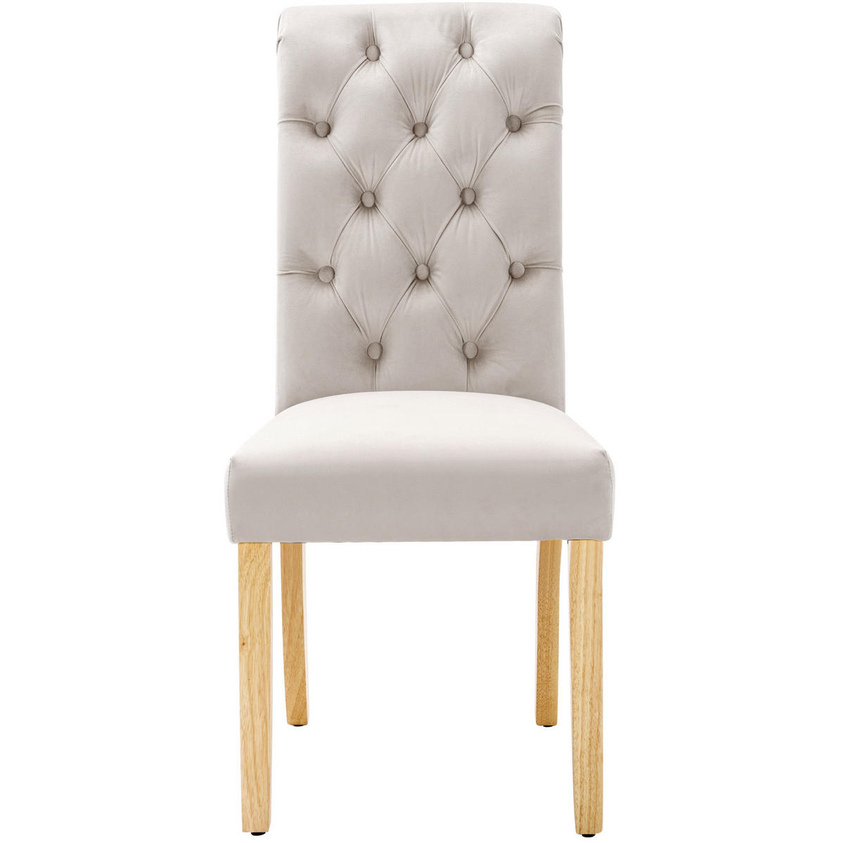 ESSZIMMERSTUHL 6er-Set Samt mit Eichenbeinen Beige - Beige, Holz (43/100/63.2cm) - Meubliv