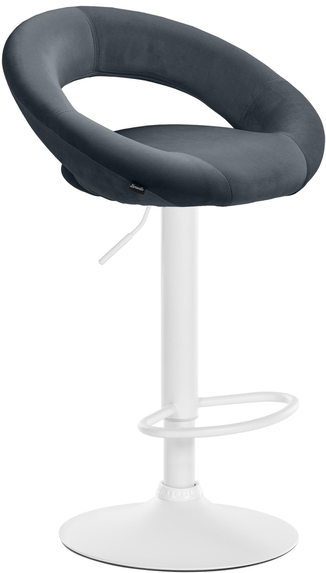 BARHOCKER Samt dunkelgrau - Dunkelgrau/Weiß, Textil/Metall (53/80/47cm) - CLP