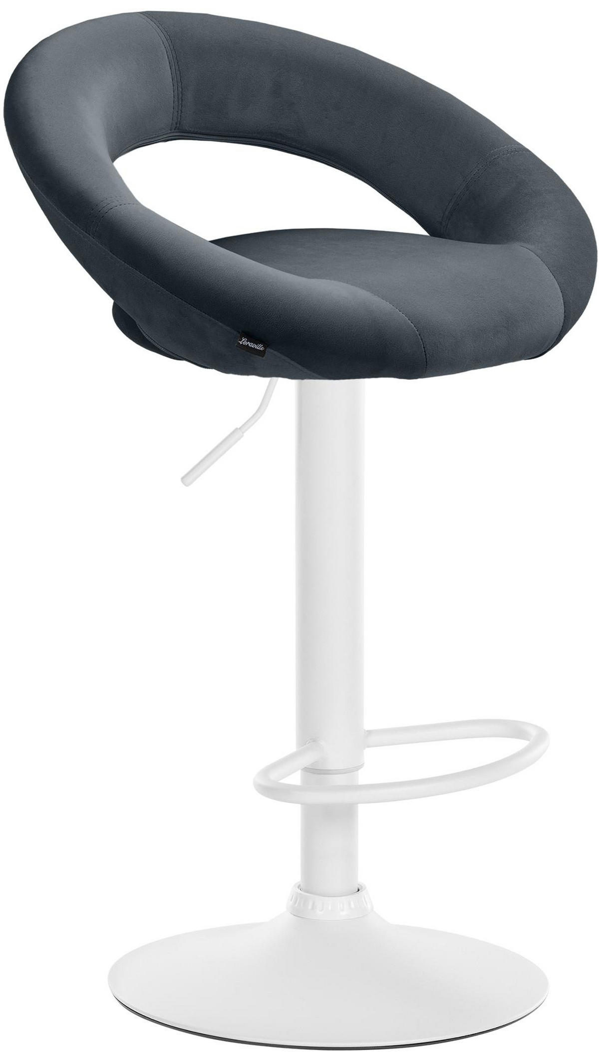 BARHOCKER Samt dunkelgrau - Dunkelgrau/Weiß, Textil/Metall (53/80/47cm) - CLP