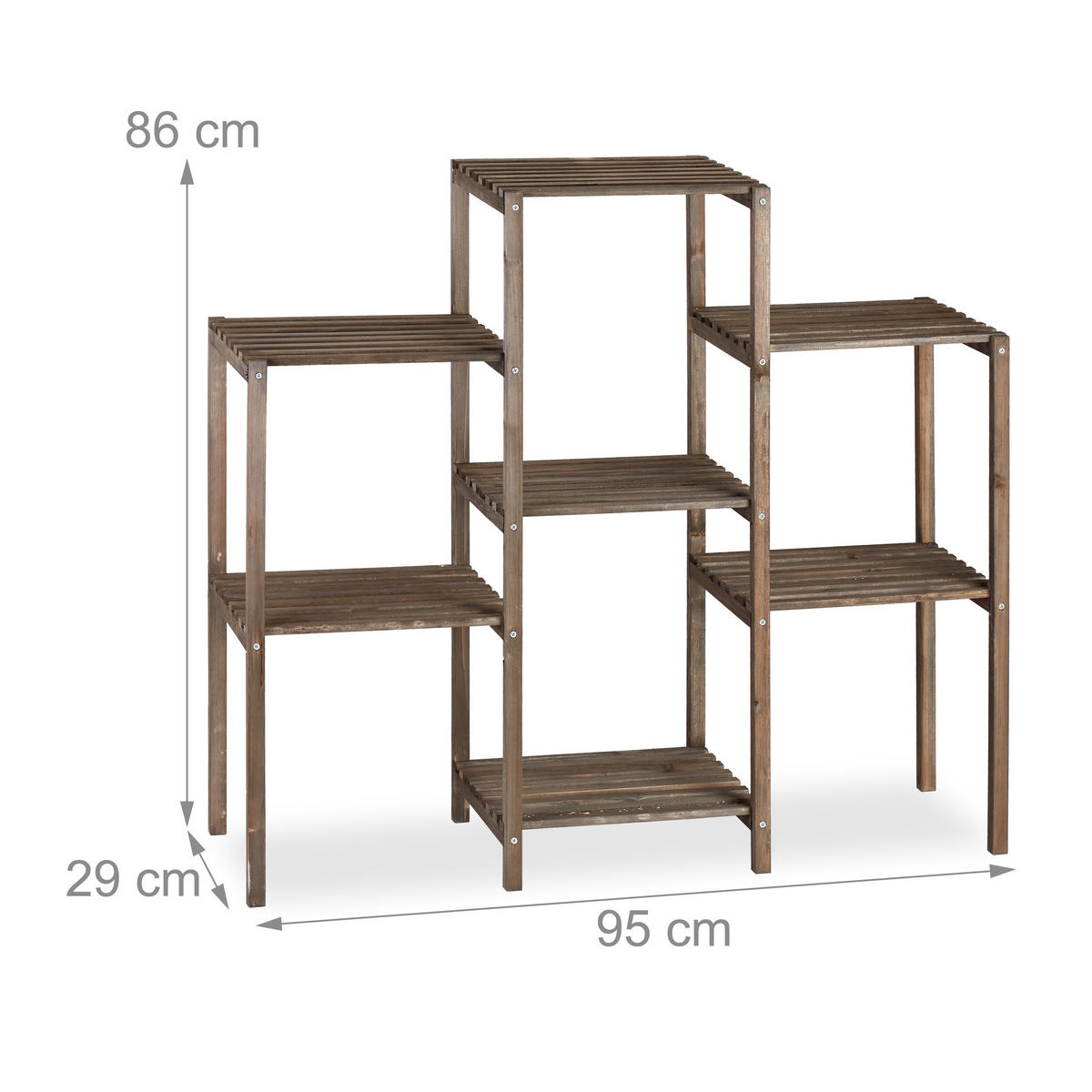 BLUMENREGAL - Dunkelbraun, Holz (95/86/29cm) - Relaxdays
