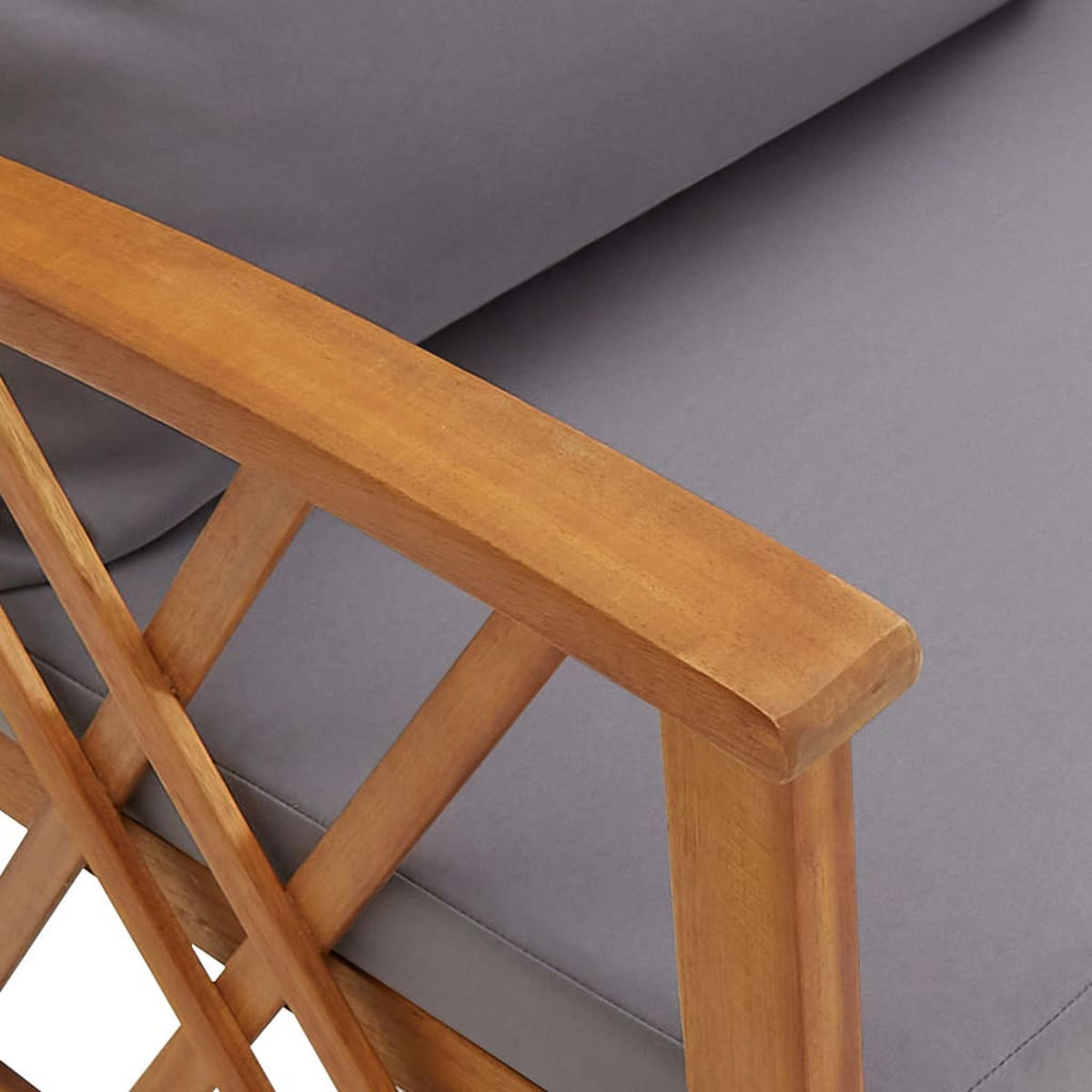GARTEN-LOUNGE-SET 5Er Set Mit Auflagen Massivholz Akazie - Dunkelgrau, Holz - vidaXL