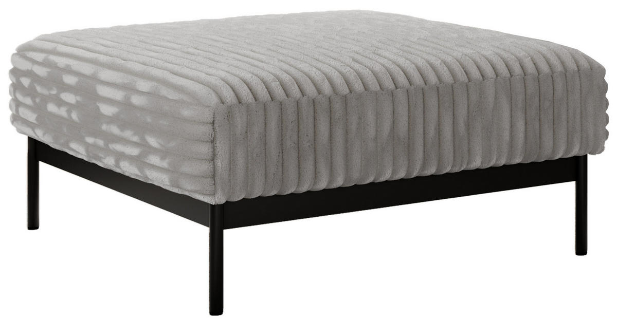 SCHLAFSOFA SALENTO Hellgrau Cord - Hellgrau/Schwarz, Textil/Metall (221/82/193cm) - MKS