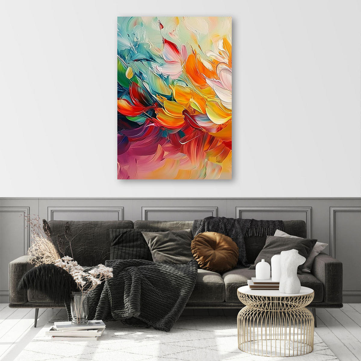 LEINWANDBILD Farbenfrohe moderne Abstraktion 60x90cm - Multicolor, Textil (60/90cm) - Feeby