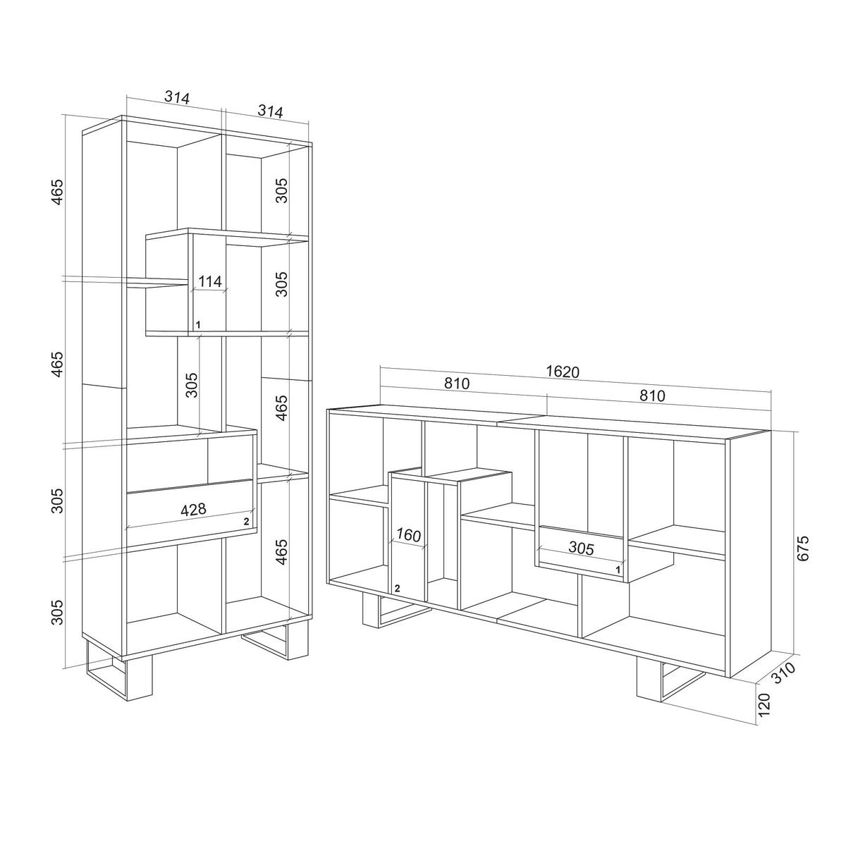 REGAL Bibliothek, Eiche dunkel und Schwarz, 67/31/174cm - Dunkelbraun/Schwarz, Holzwerkstoff (67/174/31cm) - Skraut Home