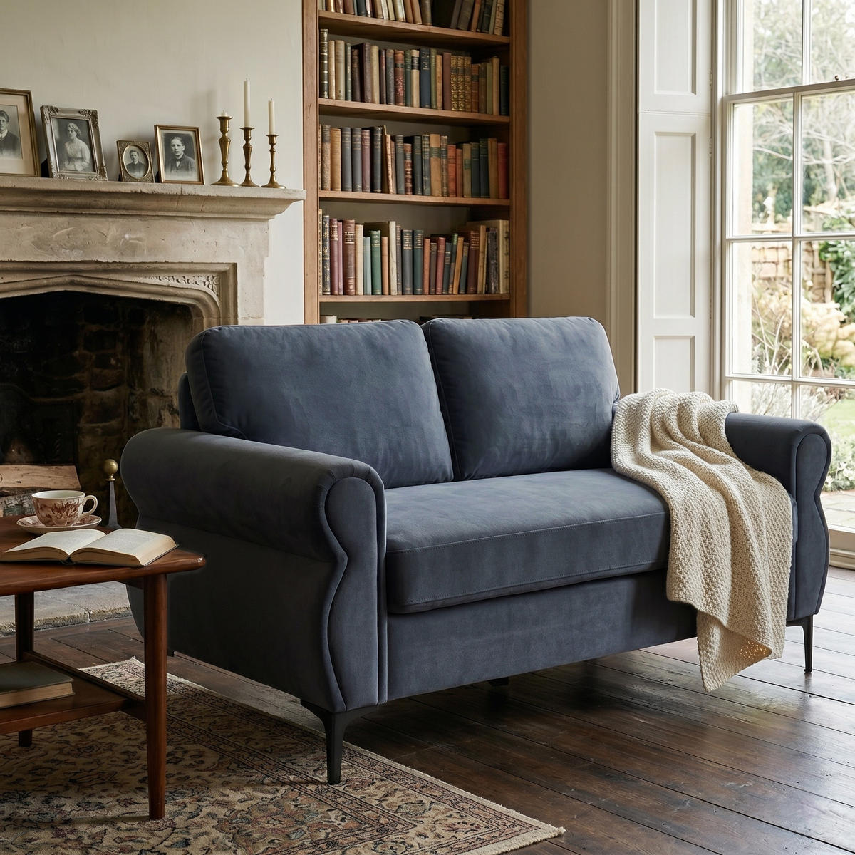 2-SITZER SOFA Polyester Dunkelgrau mit abnehmbaren Bezügen - Dunkelgrau, Holzwerkstoff/Textil (173.5/92/81cm) - WISHDOR