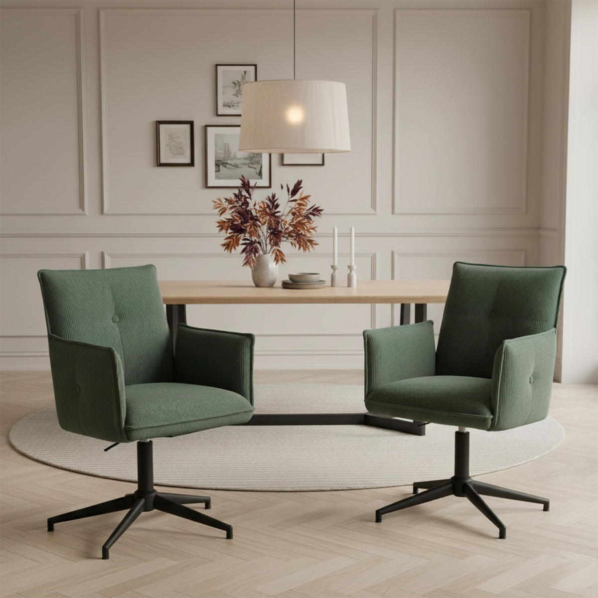 BÜROSTUHL Mika-Till - Schwarz/Grün, Textil/Metall (60/85/63cm) - DUBI Möbel