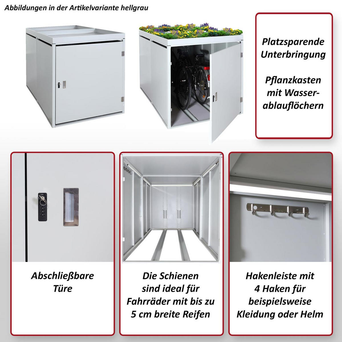 2ER-FAHRRADGARAGE PFLANZKASTEN L56B Anthrazit - Anthrazit, Metall (113/125/208cm) - MCW