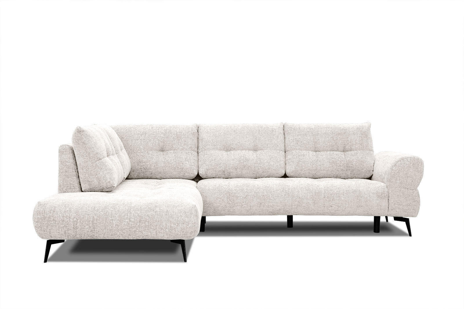 ECKSOFA SALVINI 5-Sitzer, ecru - Ecru/Schwarz, Holzwerkstoff/Textil (158/292cm) - Courtois Laville
