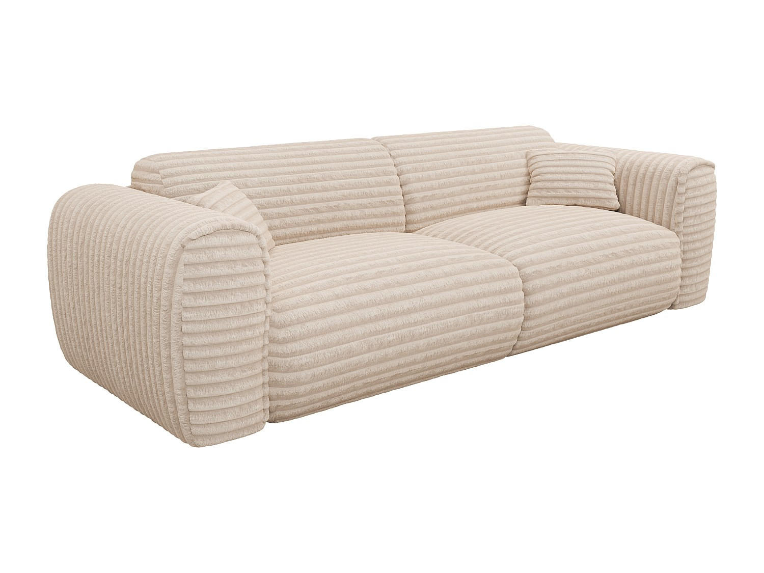 SOFA 4-Sitzer mit Matratze - grob gerippter Cord - Beige - POGNIA - Beige, Textil (236/73/100cm) - Vente-Unique