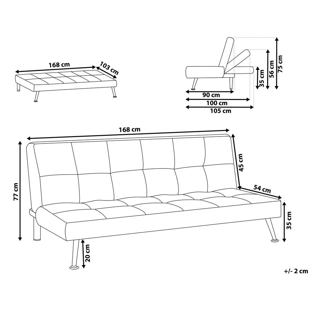 Thumbnail - Beliani 3-Sitzer-Schlafsofa, Weiß, Schwarz, Textil, 168x77x88 cm, Wohnzimmer, Sofas & Couches, Sofas, 3-Sitzer Sofas
