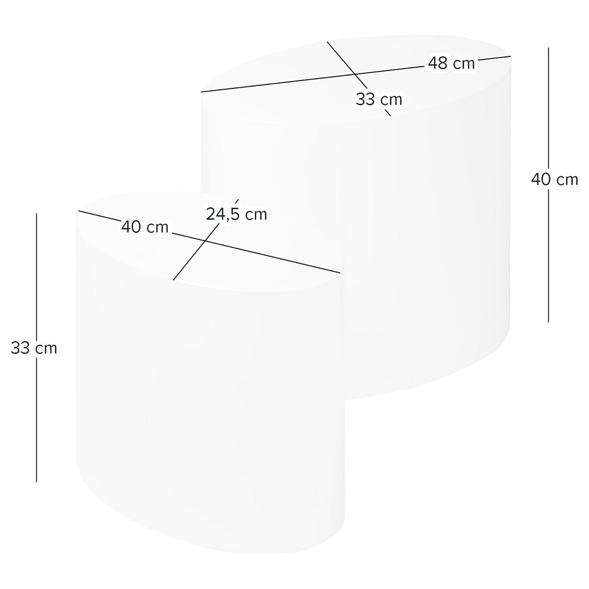 BEISTELLTISCH (2er-Set) - Hochglanz Weiß - Weiß Hochglanz, Holzwerkstoff (33/48/40cm) - home24