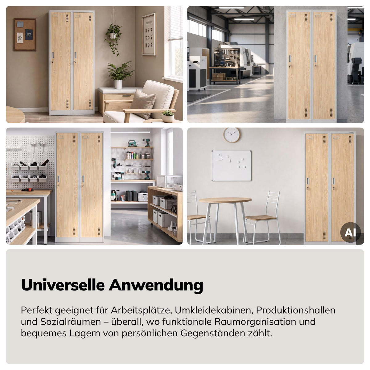 PERSONALSCHRANK KACPER 180x80x50 cm - Grau/Sonoma Eiche, Metall (80/180/50cm) - Jan Nowak