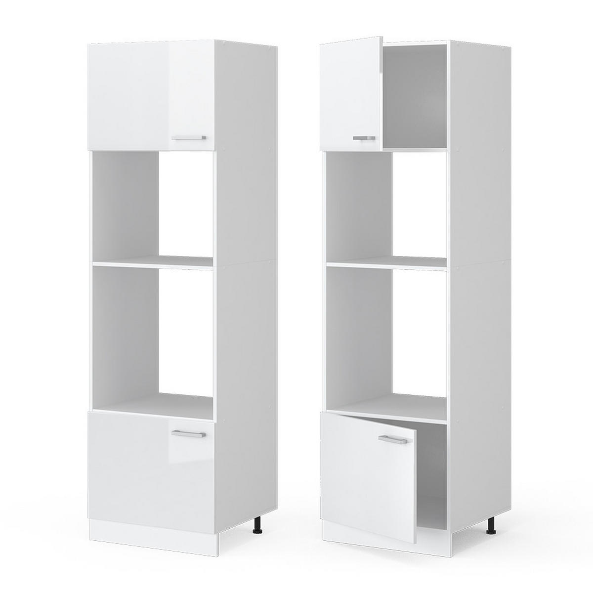 MIKROWELLENSCHRANK R-Line Weiß Hochglanz 60 cm - Weiß Hochglanz/Weiß, Holzwerkstoff (60/206.8/57.2cm) - Vicco