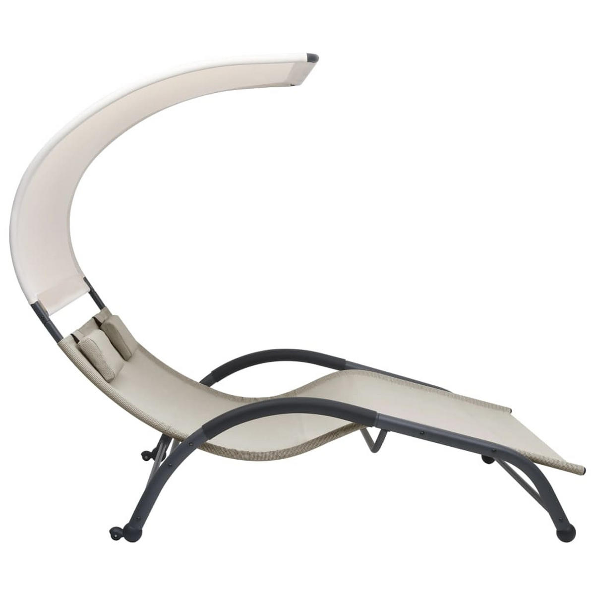DOPPEL-SONNENLIEGE mit Sonnendach Textilene Creme - Creme, Metall (137/158/190cm) - furnicato