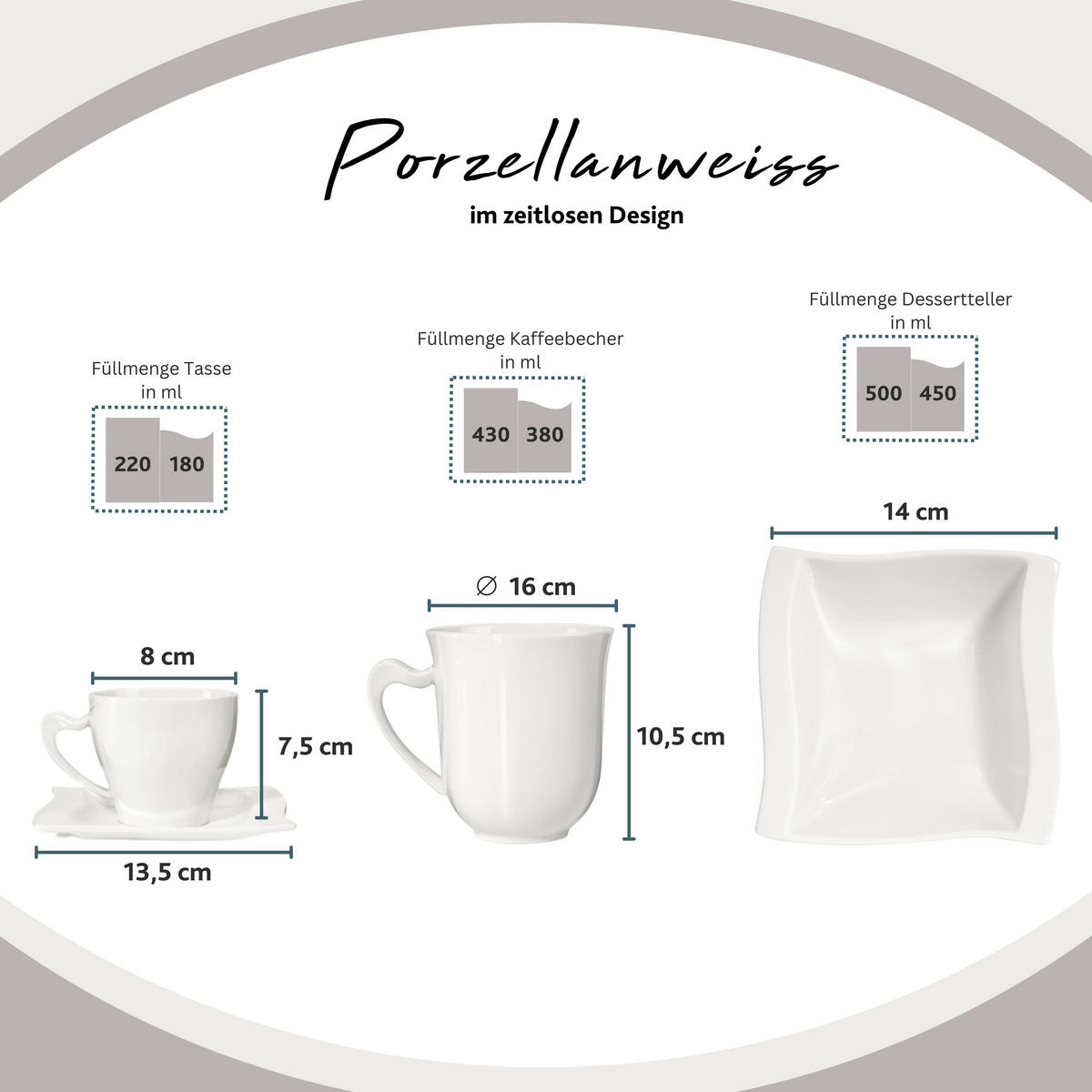 KOMBISERVICE PARIS - 42 teilig aus Porzellan - Weiß, Keramik (33.5/33/38cm) - Sänger