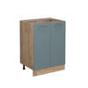 KÜCHENUNTERSCHRANK KÜCHENSCHRANK R-Line Blau-Grau 60 cm ohne AP - Honigeiche/Eiche Wotan, Holzwerkstoff (60/81.6/46cm) - Vicco