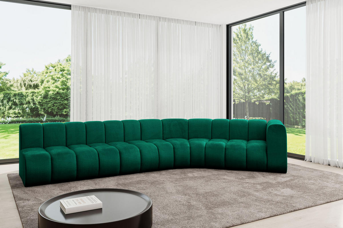ECKSOFA modulares Sofa Karex-L2 - 399x194x70 cm Grün - Dunkelgrün, Holzwerkstoff/Textil (399/194cm) - ALTDECOR