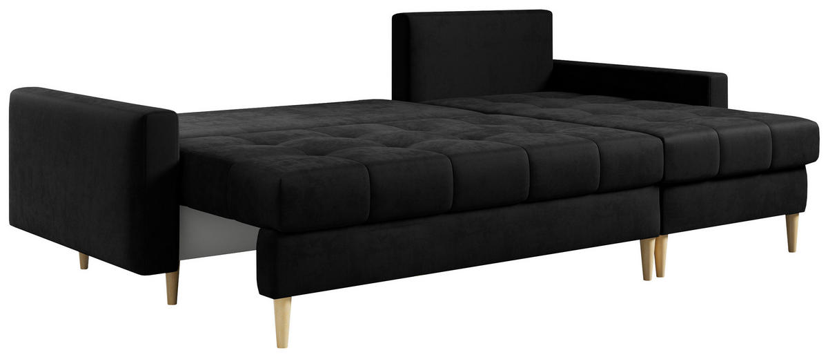 ECKSOFA Astra Schwarz Velvet - Schwarz/Braun, Holz/Textil (220/140cm) - MKS