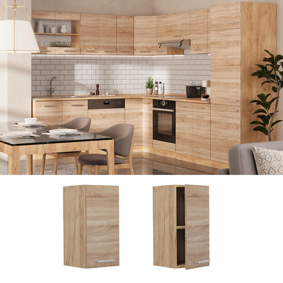 DULAP DE PERETE R-Line Sonoma 30 cm - stejar miere/stejar Sonoma, compozit lemnos (30/60/31cm) - Vicco
