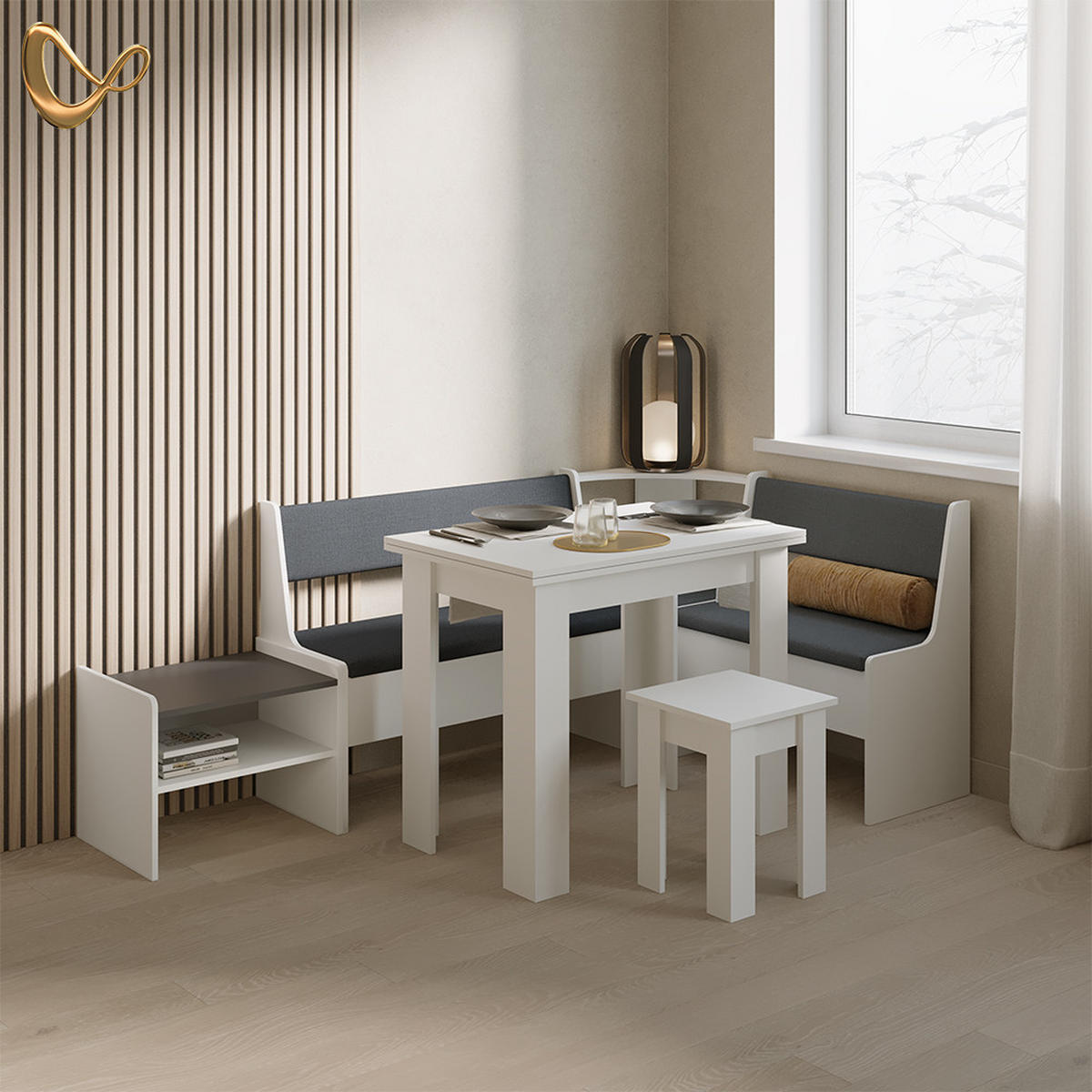 ESSZIMMER-ECKBANK Tiberio Weiß 43.5 x 43.5 cm - Weiß, Holzwerkstoff (43.5/43.5cm) - Livinity®