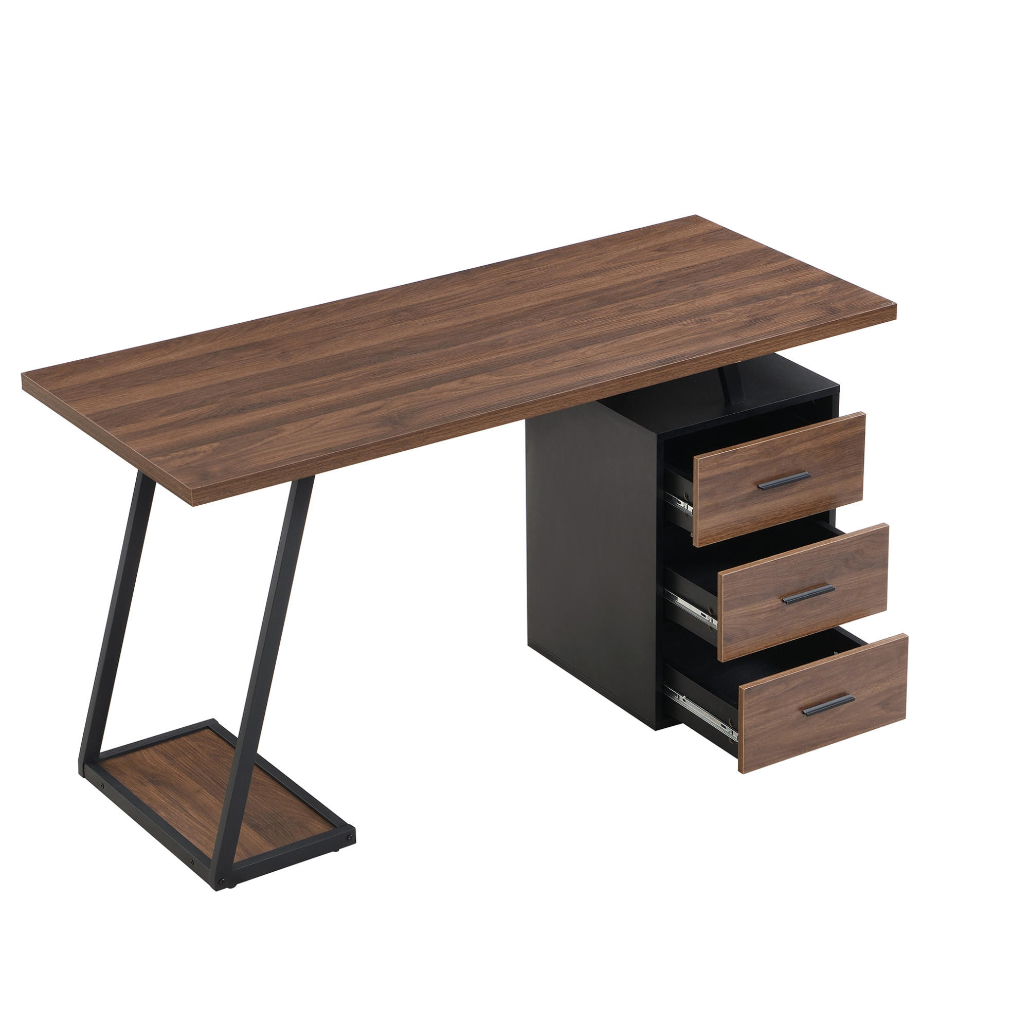 SCHREIBTISCH mit 3 Schubladen MDF Dark Brown - Braun, Holz (135.5/58/75cm) - Meubliv