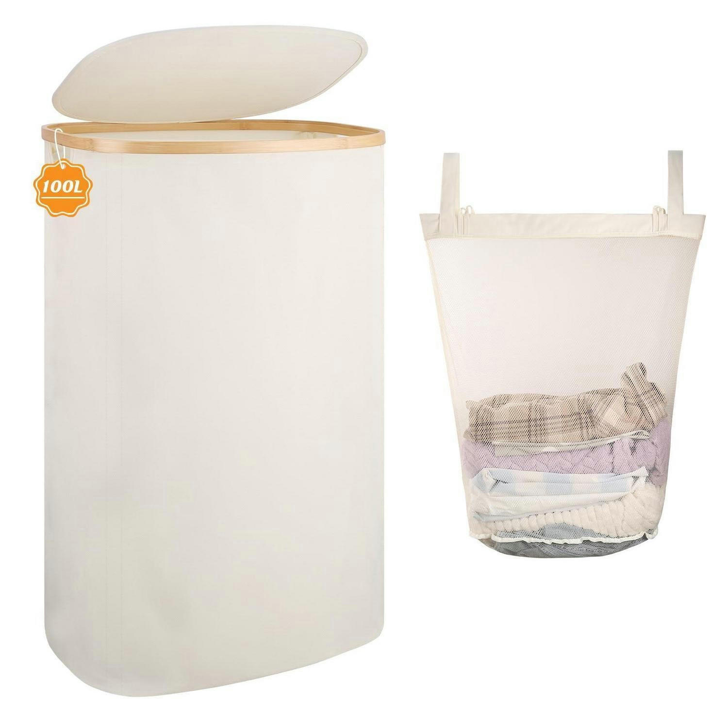 WÄSCHEKORB 100L mit Deckel und Innensack Beige - Beige, Naturmaterialien (33/70/44cm)