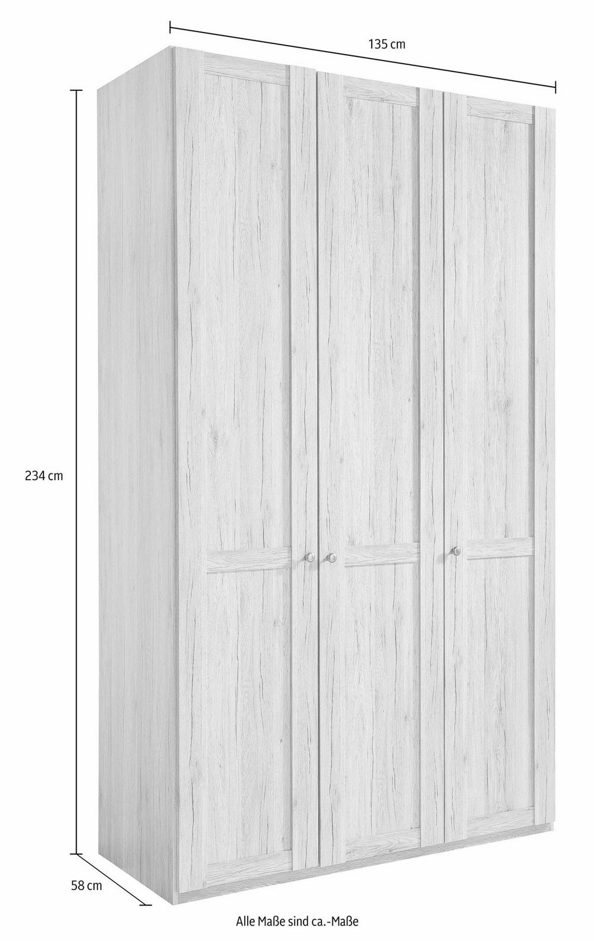 KLEIDERSCHRANK Newport weiß 135 / 58 / 236cm - Weiß, Holz/Holzwerkstoff (135/236/58cm) - Wimex