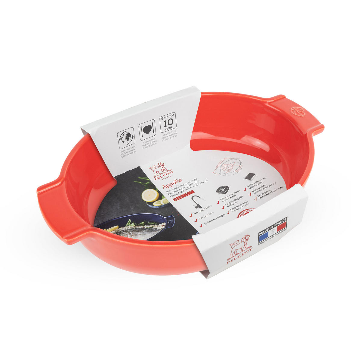 AUFLAUFFORM Keramik Appolia 31cm Oval Rot Spülmaschinenfest - Rot, Keramik (21.5/31/7cm) - PEUGEOT