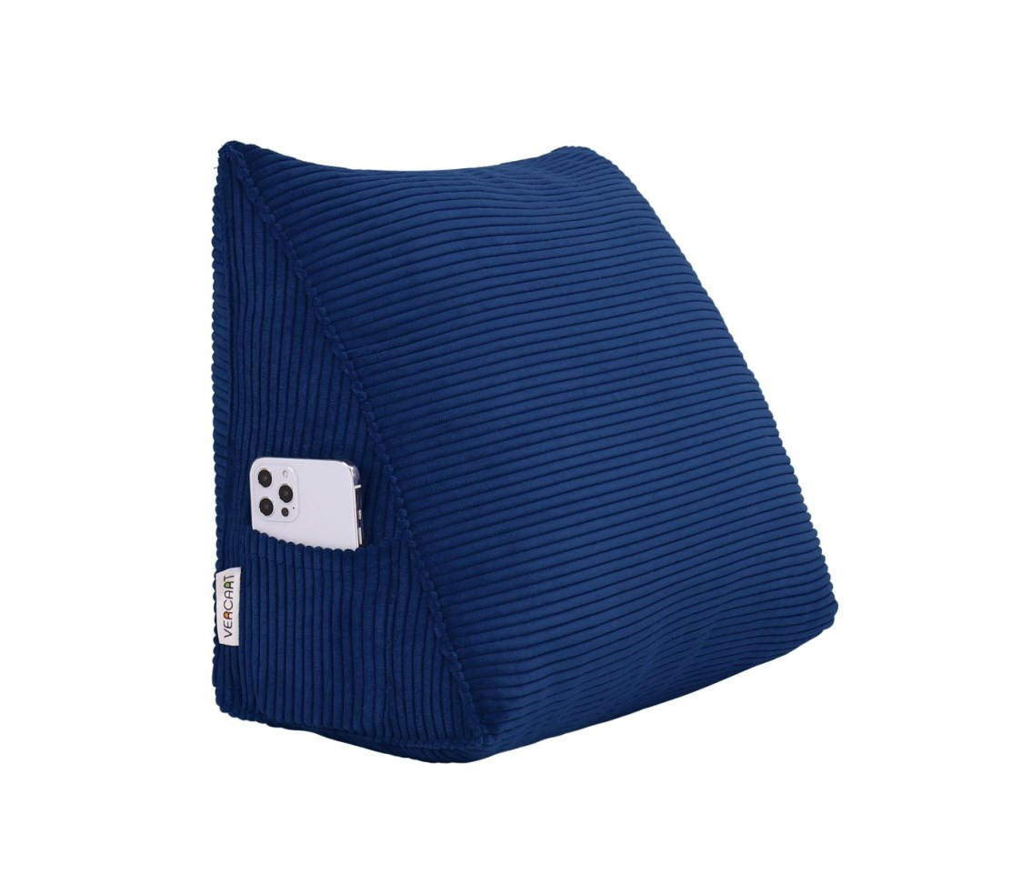 RÜCKENKISSEN für Bett Kord Dunkelblau 45 cm - Dunkelblau, Textil (35/45cm) - Vercart