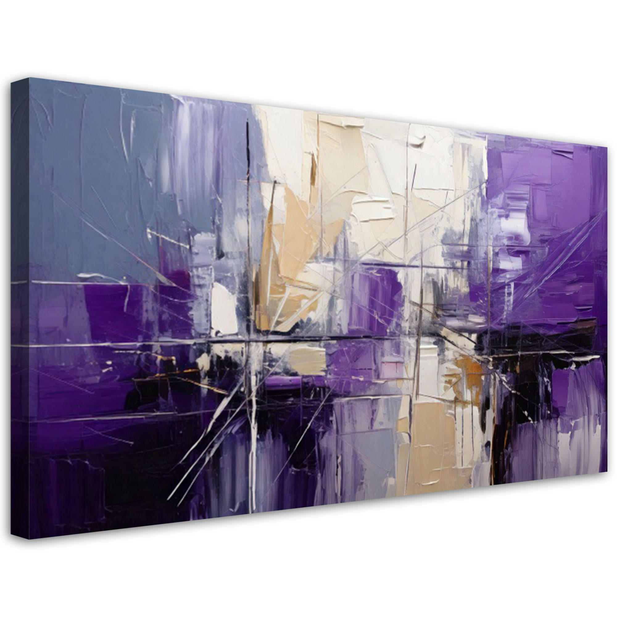 LEINWANDBILD Abstraktion Violett Minimalismus 120x60cm - Lila, Textil (120/60cm) - Feeby