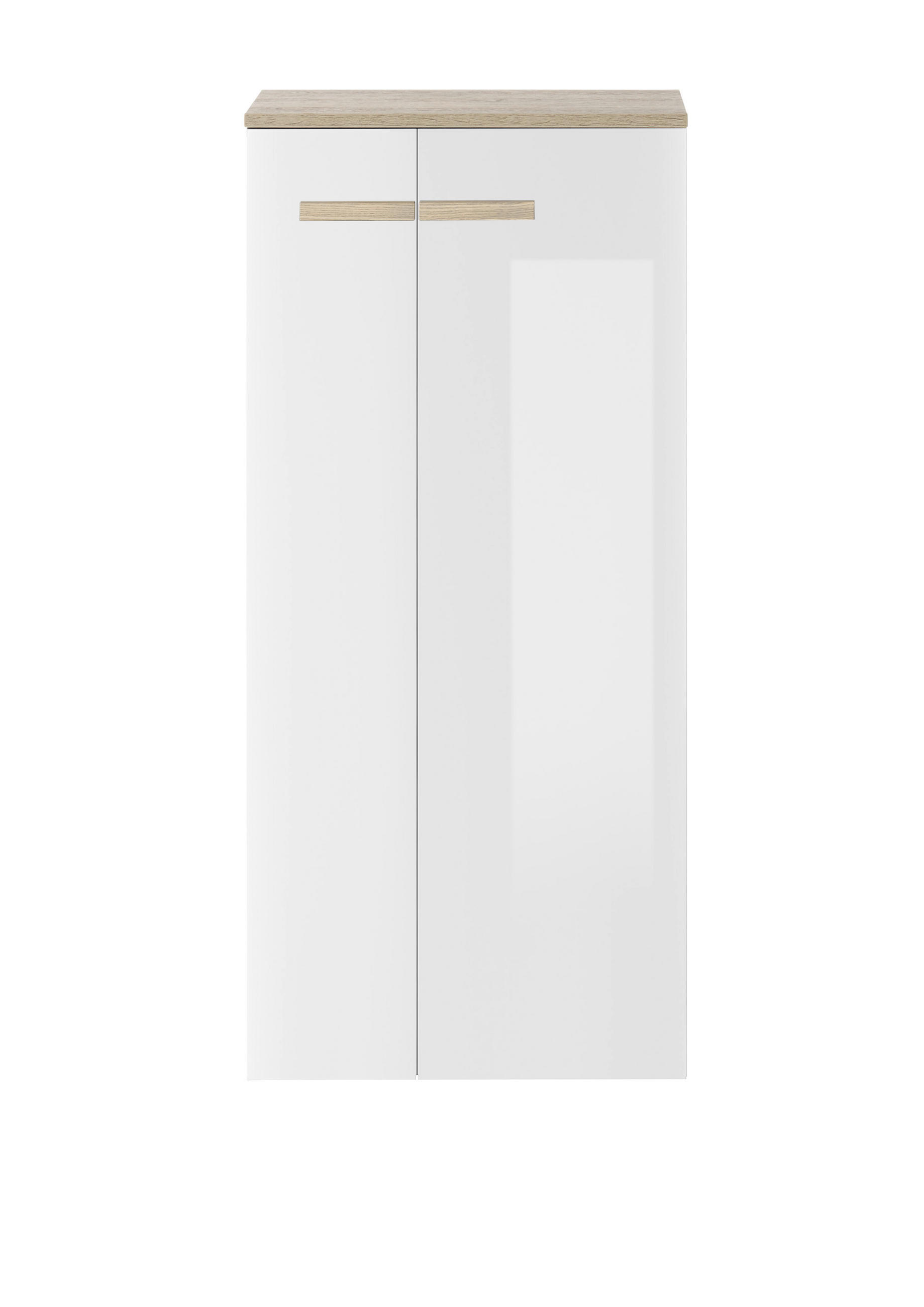 HOCHSCHRANK S12 Weiß Hochglanz & Eiche 51/115/30 cm - Weiß Hochglanz, Holzwerkstoff (51/115/30cm) - Livojo