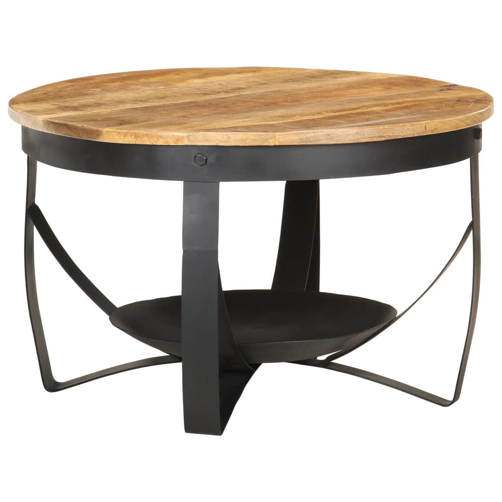 COUCHTISCH Ø68x43 cm Raues Mangoholz - Braun, Holz (68/68/43cm) - furnicato