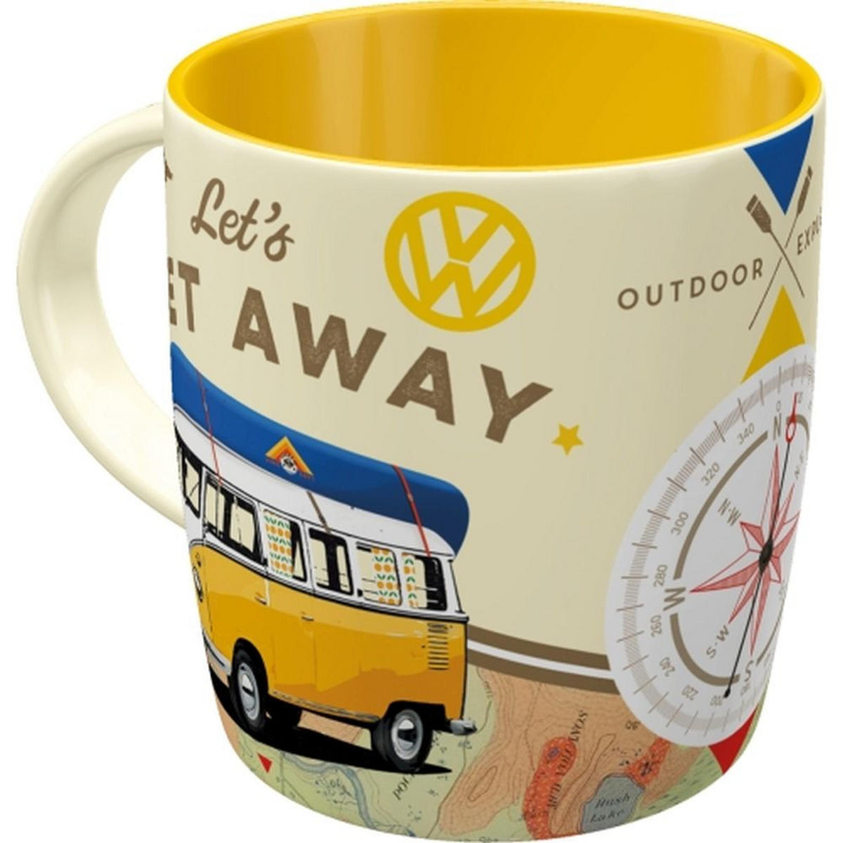 KAFFEETASSE 330 ml Volkswagen VW Bulli Let's Get Away - Multicolor, Keramik (0.33L) - Nostalgic-Art