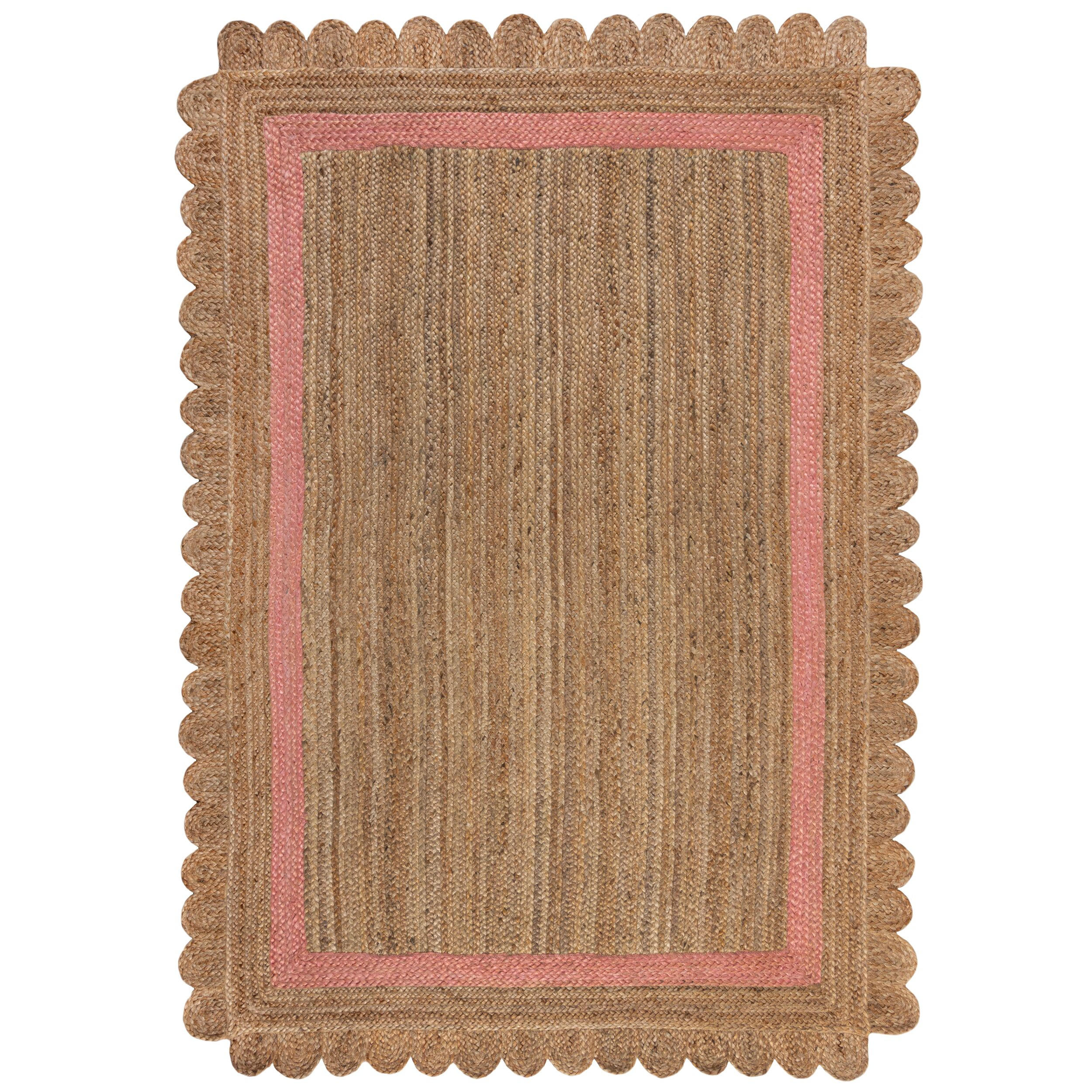 TEPPICH Jute Handarbeit-Design, naturfarben GRACE, Braun-Rosa 160x230 cm - Braun, Naturmaterialien (160/230cm) - KADIMA DESIGN