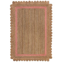 TEPPICH Jute Handarbeit-Design, naturfarben GRACE, Braun-Rosa 160x230 cm - Braun, Naturmaterialien (160/230cm) - KADIMA DESIGN