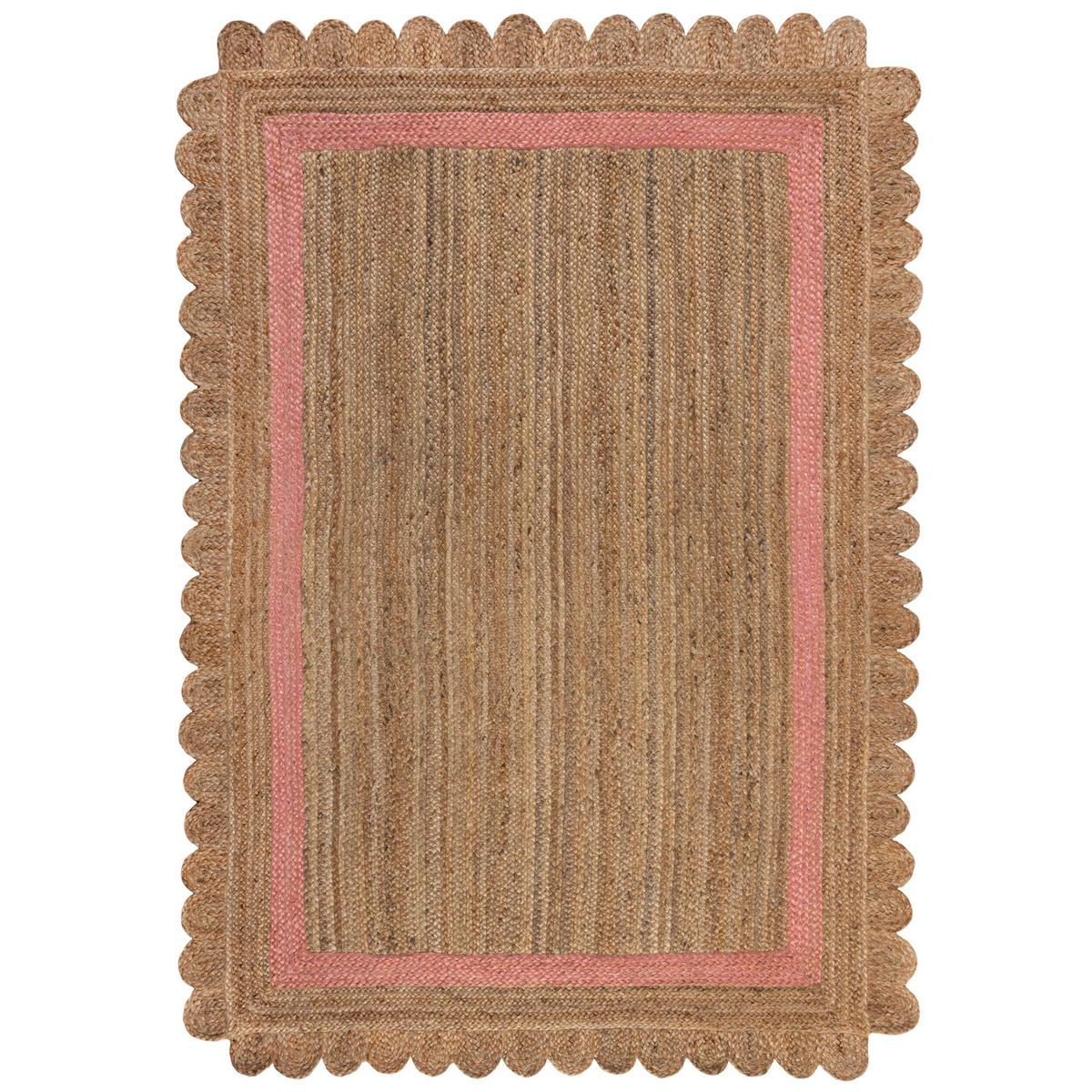 TEPPICH Jute Handarbeit-Design, naturfarben GRACE, Braun-Rosa 160x230 cm - Braun, Naturmaterialien (160/230cm) - KADIMA DESIGN