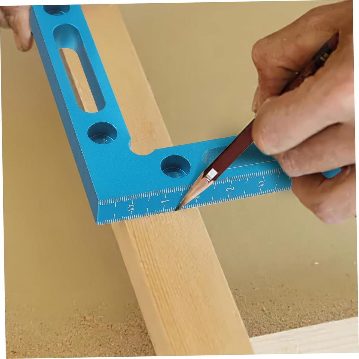 MESSLINEAL – 12 x 12 cm – für Holzbearbeitungsboxen, Rahmen, Regale und Schränke – blau, 2er-Pack - Blau, Metall (12/12/1.5cm) - DCA