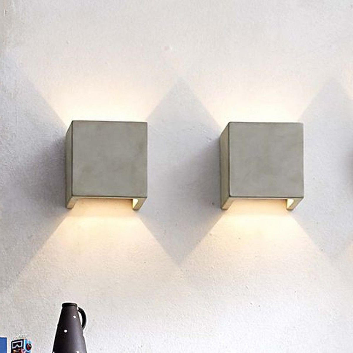 WANDLEUCHTE Plinth aus Beton Grau - Grau, Stein (13/13/13cm) - s.luce